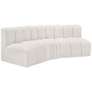 Meridian Arc Cream Boucle Fabric 3 pc Modular Sectional IMAGE 5