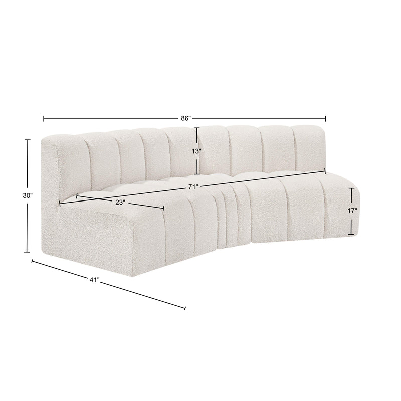 Meridian Arc Cream Boucle Fabric 3 pc Modular Sectional IMAGE 8