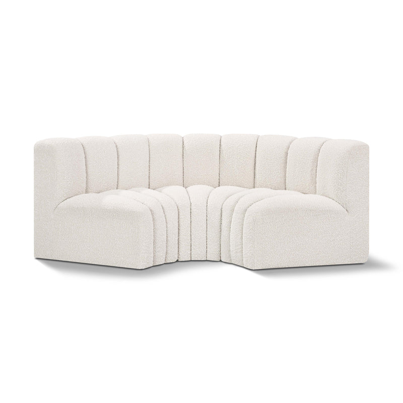 Meridian Arc Cream Boucle Fabric 3 pc Modular Sectional IMAGE 1