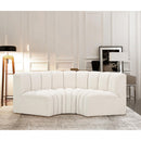 Meridian Arc Cream Boucle Fabric 3 pc Modular Sectional IMAGE 2