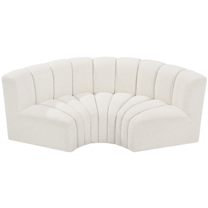 Meridian Arc Cream Boucle Fabric 3 pc Modular Sectional IMAGE 4
