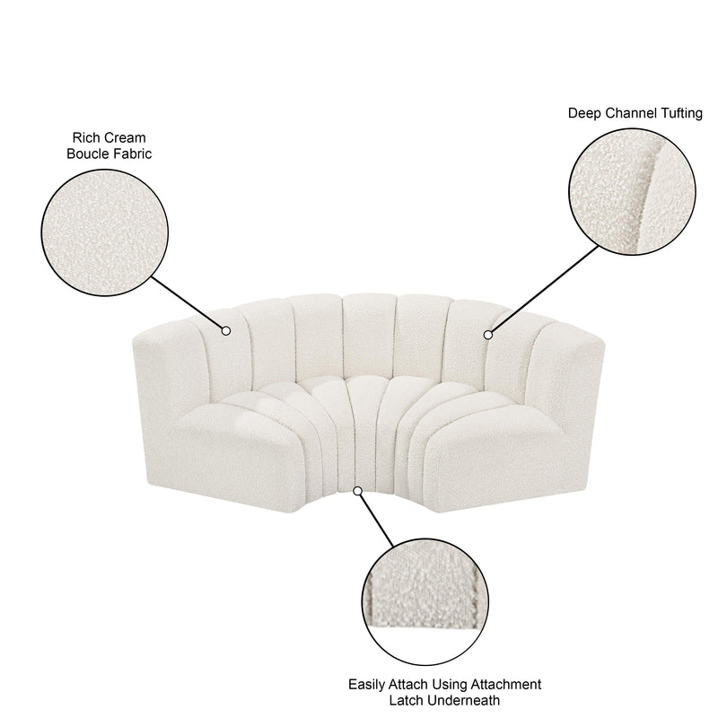 Meridian Arc Cream Boucle Fabric 3 pc Modular Sectional IMAGE 8