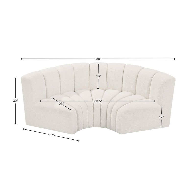 Meridian Arc Cream Boucle Fabric 3 pc Modular Sectional IMAGE 9