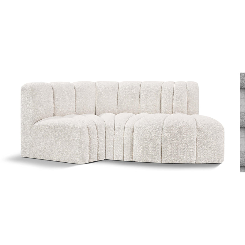 Meridian Arc Cream Boucle Fabric 3 pc Modular Sectional IMAGE 1