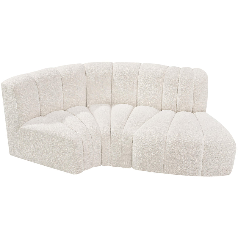 Meridian Arc Cream Boucle Fabric 3 pc Modular Sectional IMAGE 4