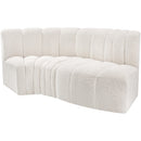 Meridian Arc Cream Boucle Fabric 3 pc Modular Sectional IMAGE 5