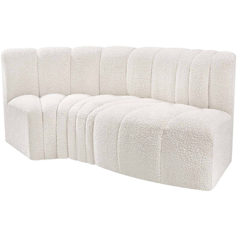 Meridian Arc Cream Boucle Fabric 3 pc Modular Sectional IMAGE 5
