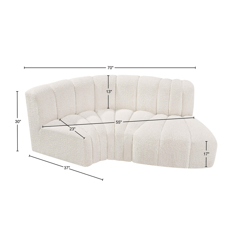 Meridian Arc Cream Boucle Fabric 3 pc Modular Sectional IMAGE 8