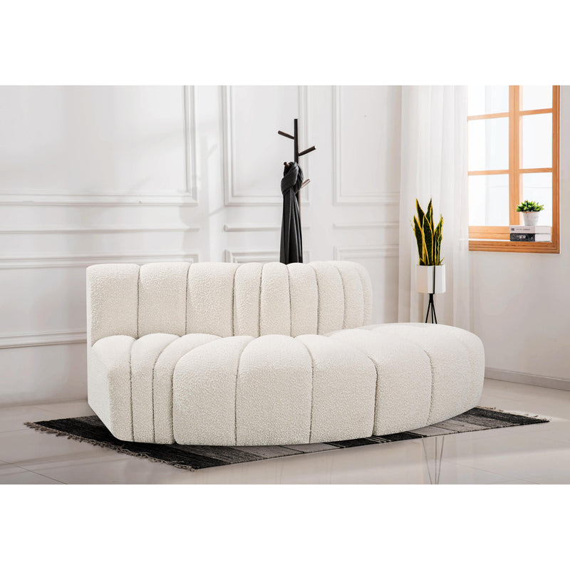 Meridian Arc Cream Boucle Fabric 3 pc Modular Sectional IMAGE 2