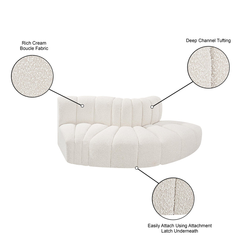 Meridian Arc Cream Boucle Fabric 3 pc Modular Sectional IMAGE 6