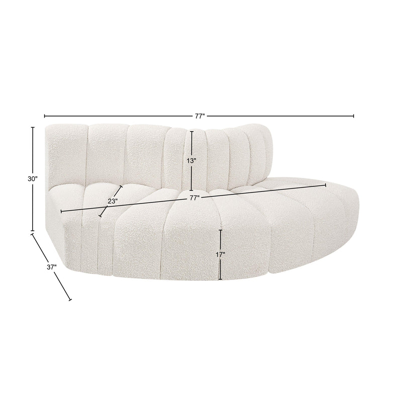 Meridian Arc Cream Boucle Fabric 3 pc Modular Sectional IMAGE 7