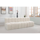 Meridian Arc Cream Boucle Fabric 3 pc Modular Sectional IMAGE 2