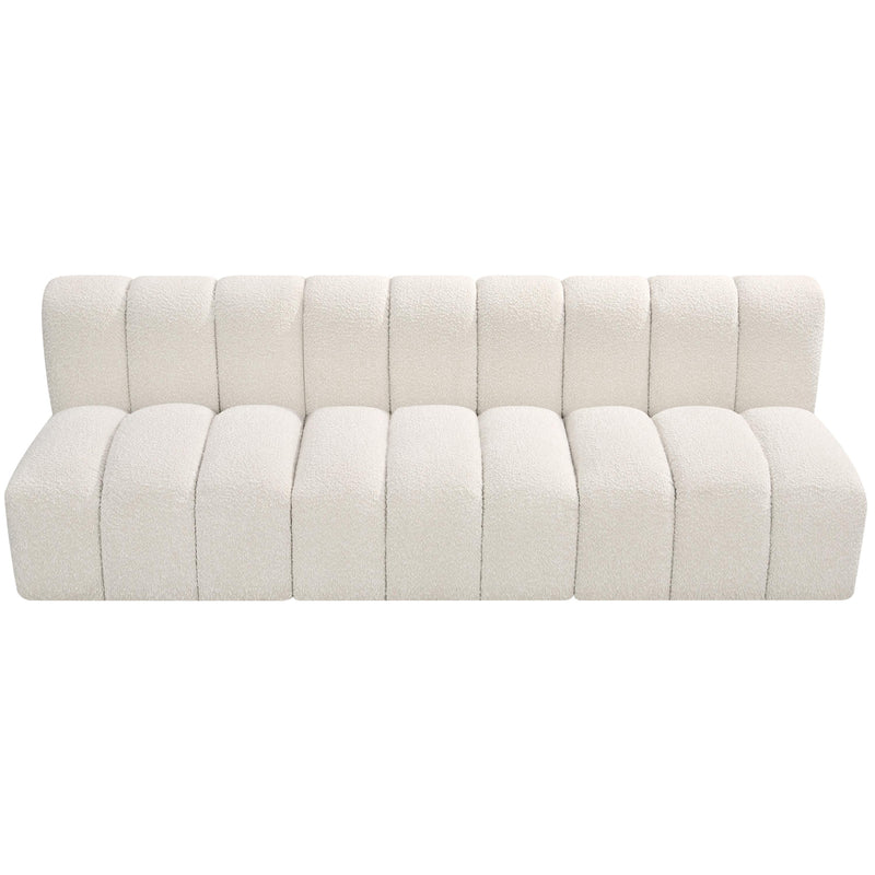 Meridian Arc Cream Boucle Fabric 3 pc Modular Sectional IMAGE 5