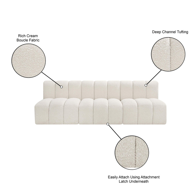 Meridian Arc Cream Boucle Fabric 3 pc Modular Sectional IMAGE 8