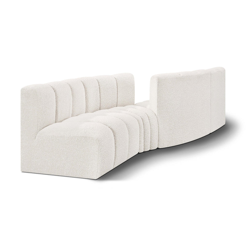 Meridian Arc Cream Boucle Fabric 4 pc Modular Sectional IMAGE 1