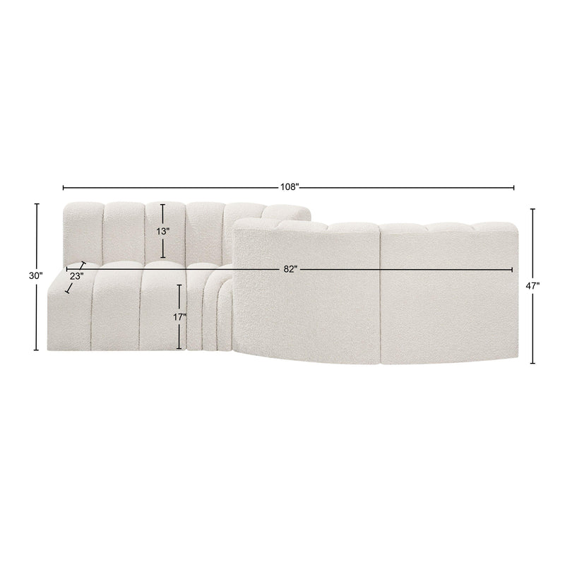 Meridian Arc Cream Boucle Fabric 4 pc Modular Sectional IMAGE 8
