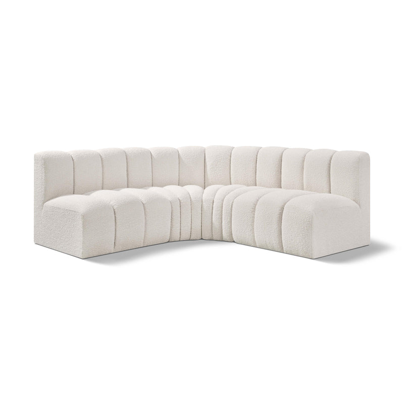 Meridian Arc Cream Boucle Fabric 4 pc Modular Sectional IMAGE 1