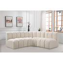 Meridian Arc Cream Boucle Fabric 4 pc Modular Sectional IMAGE 2