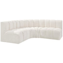 Meridian Arc Cream Boucle Fabric 4 pc Modular Sectional IMAGE 4