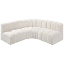Meridian Arc Cream Boucle Fabric 4 pc Modular Sectional IMAGE 5