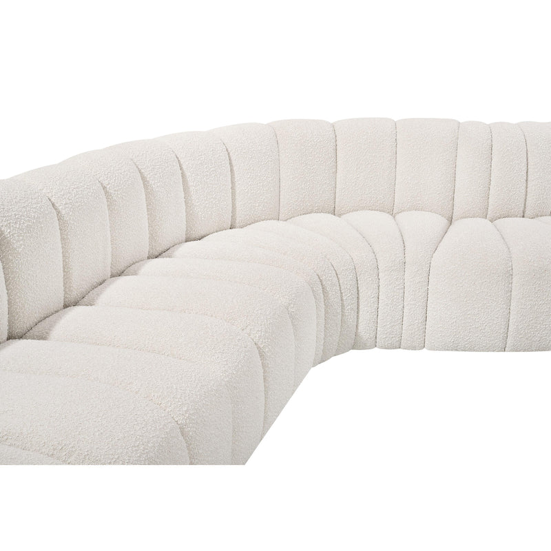 Meridian Arc Cream Boucle Fabric 4 pc Modular Sectional IMAGE 7