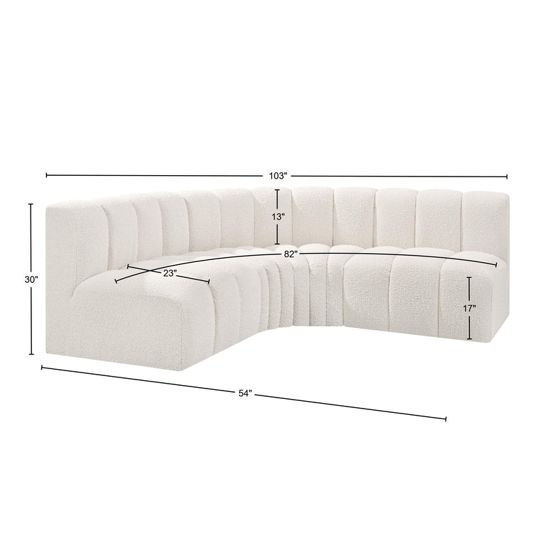 Meridian Arc Cream Boucle Fabric 4 pc Modular Sectional IMAGE 9