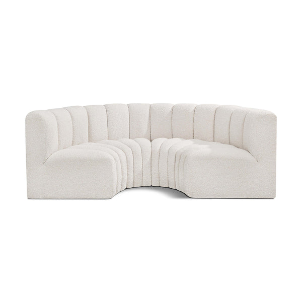Meridian Arc Cream Boucle Fabric 4 pc Modular Sectional IMAGE 1