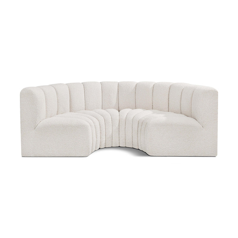 Meridian Arc Cream Boucle Fabric 4 pc Modular Sectional IMAGE 1