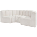 Meridian Arc Cream Boucle Fabric 4 pc Modular Sectional IMAGE 4