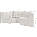 Meridian Arc Cream Boucle Fabric 4 pc Modular Sectional IMAGE 8