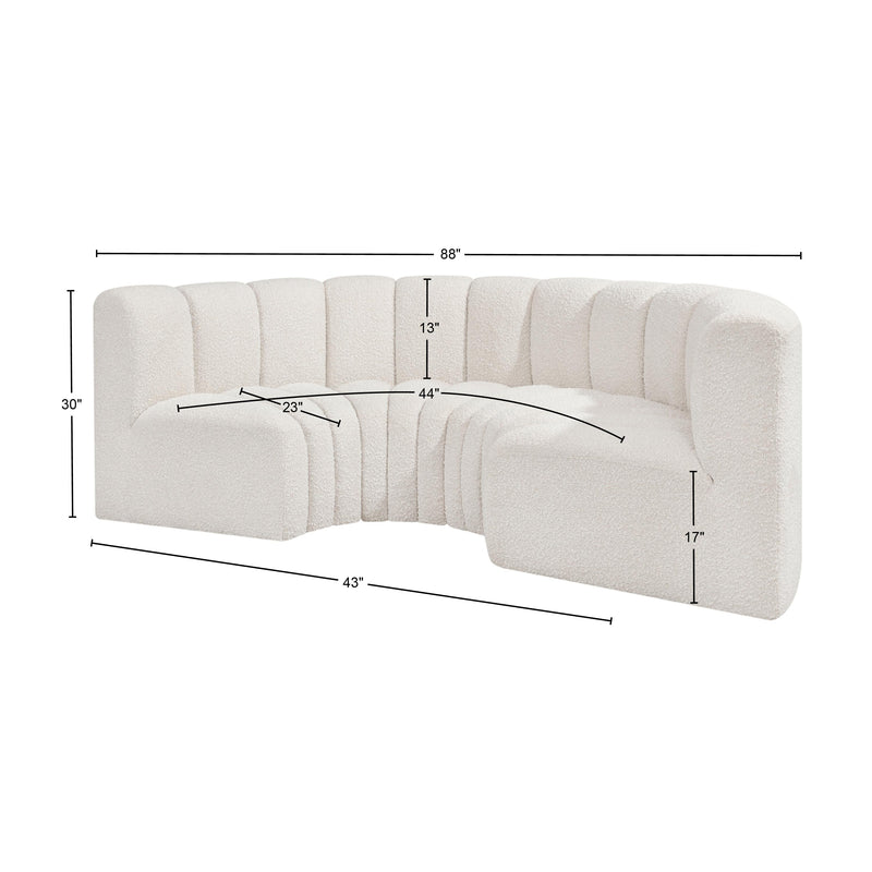 Meridian Arc Cream Boucle Fabric 4 pc Modular Sectional IMAGE 9