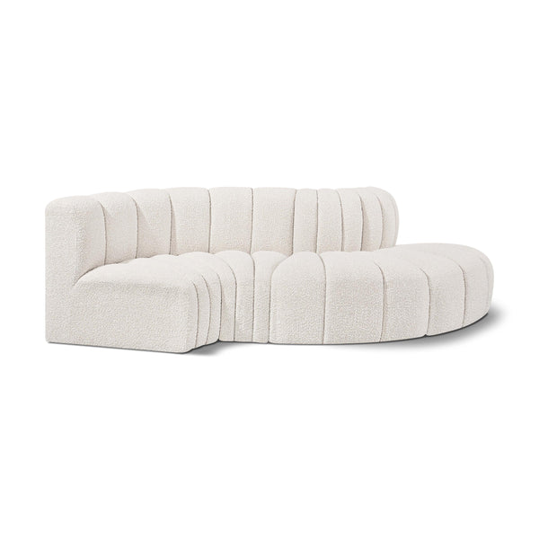 Meridian Arc Cream Boucle Fabric 4 pc Modular Sectional IMAGE 1
