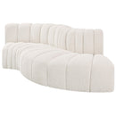 Meridian Arc Cream Boucle Fabric 4 pc Modular Sectional IMAGE 4