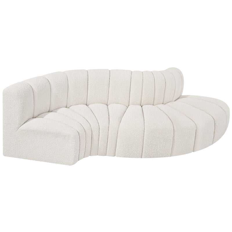 Meridian Arc Cream Boucle Fabric 4 pc Modular Sectional IMAGE 5