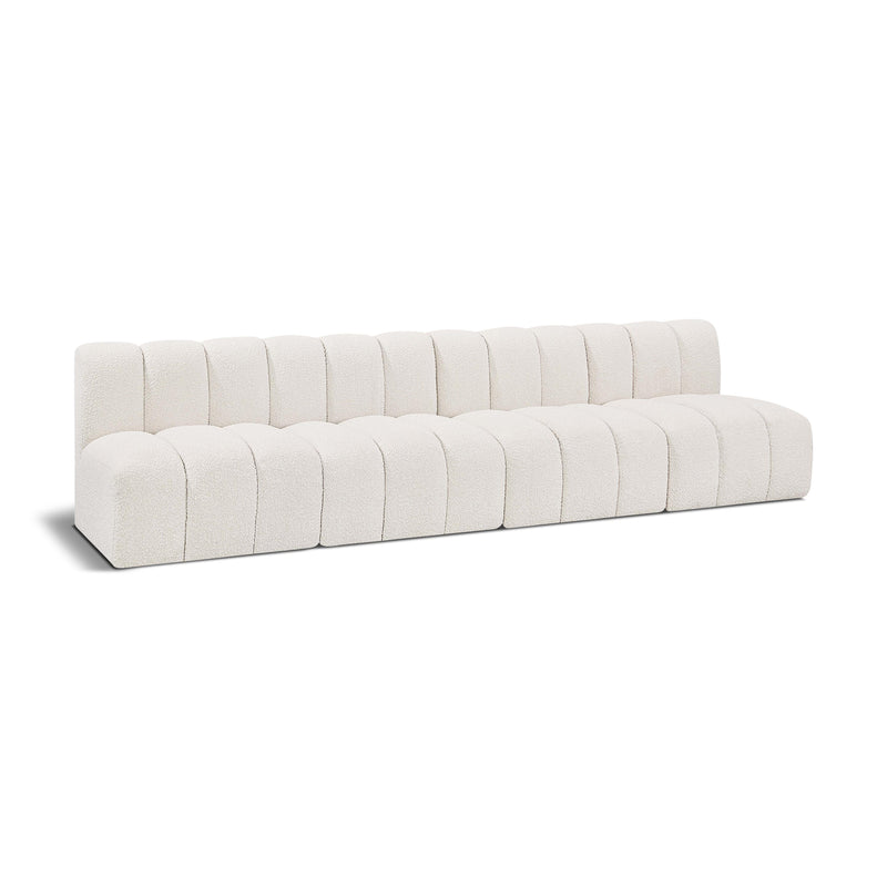 Meridian Arc Cream Boucle Fabric 4 pc Modular Sectional IMAGE 1