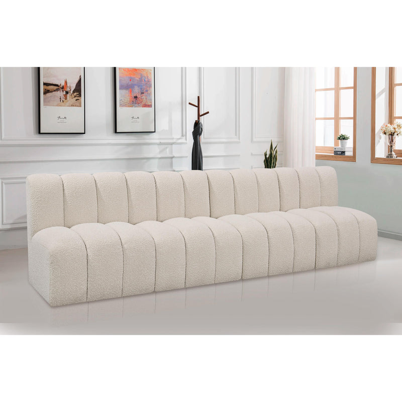 Meridian Arc Cream Boucle Fabric 4 pc Modular Sectional IMAGE 2