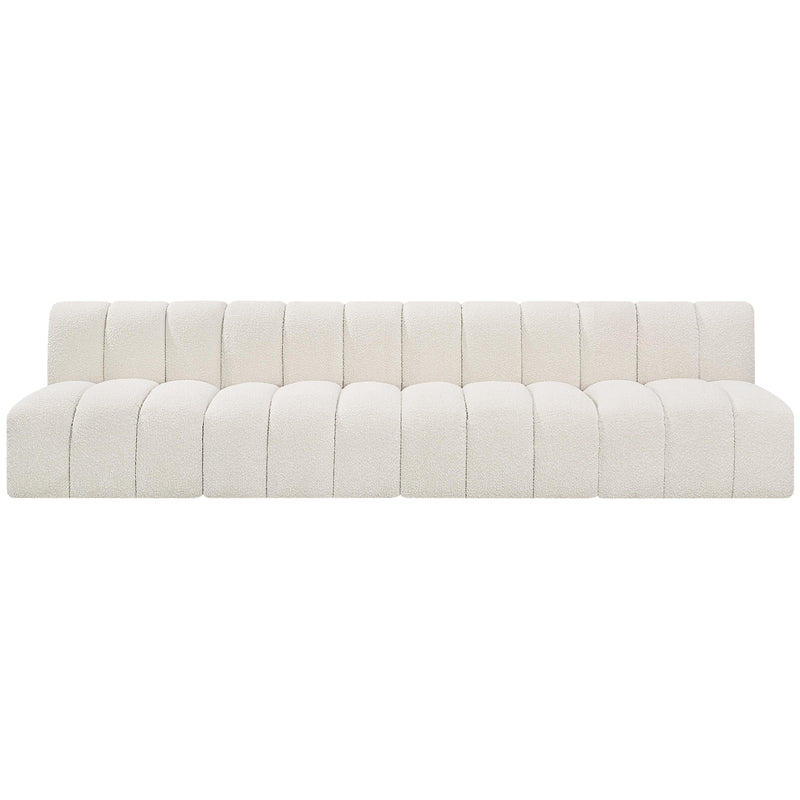 Meridian Arc Cream Boucle Fabric 4 pc Modular Sectional IMAGE 4