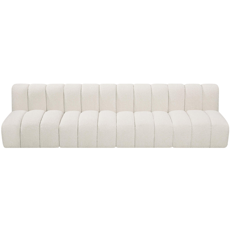 Meridian Arc Cream Boucle Fabric 4 pc Modular Sectional IMAGE 5