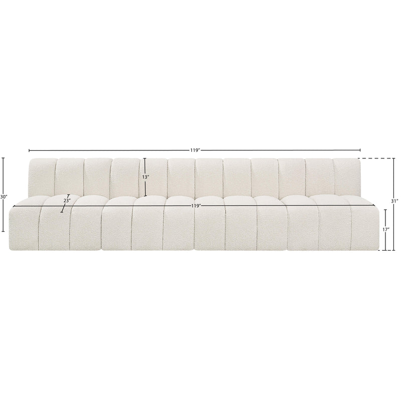 Meridian Arc Cream Boucle Fabric 4 pc Modular Sectional IMAGE 8