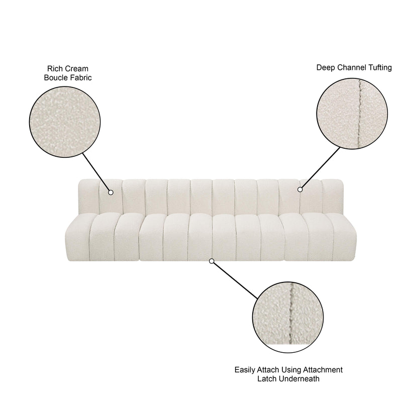 Meridian Arc Cream Boucle Fabric 4 pc Modular Sectional IMAGE 9