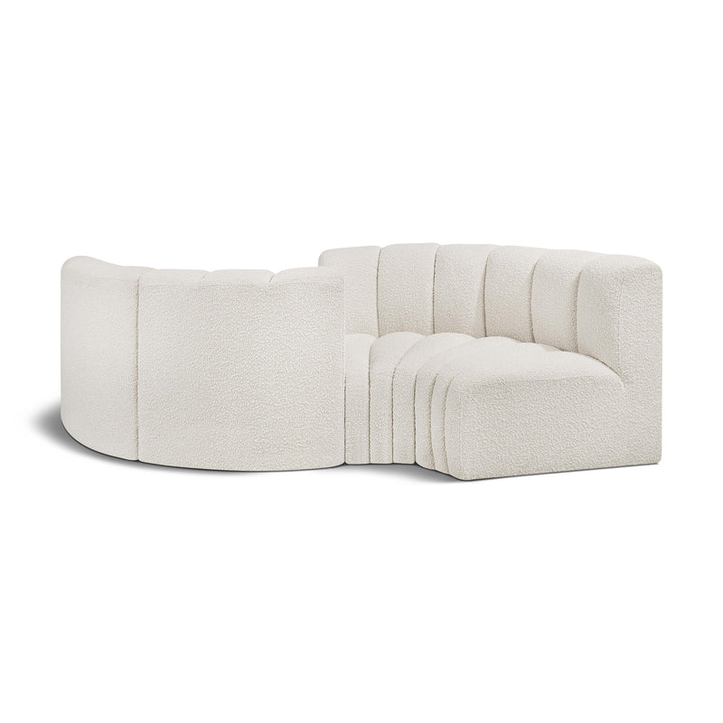 Meridian Arc Cream Boucle Fabric 4 pc Modular Sectional IMAGE 1