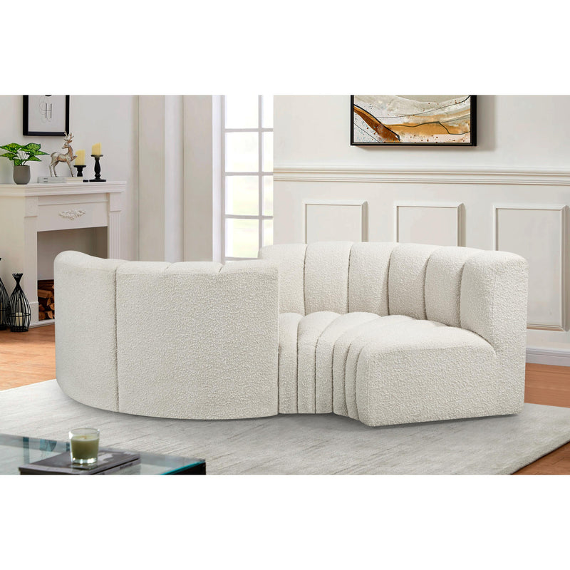 Meridian Arc Cream Boucle Fabric 4 pc Modular Sectional IMAGE 2