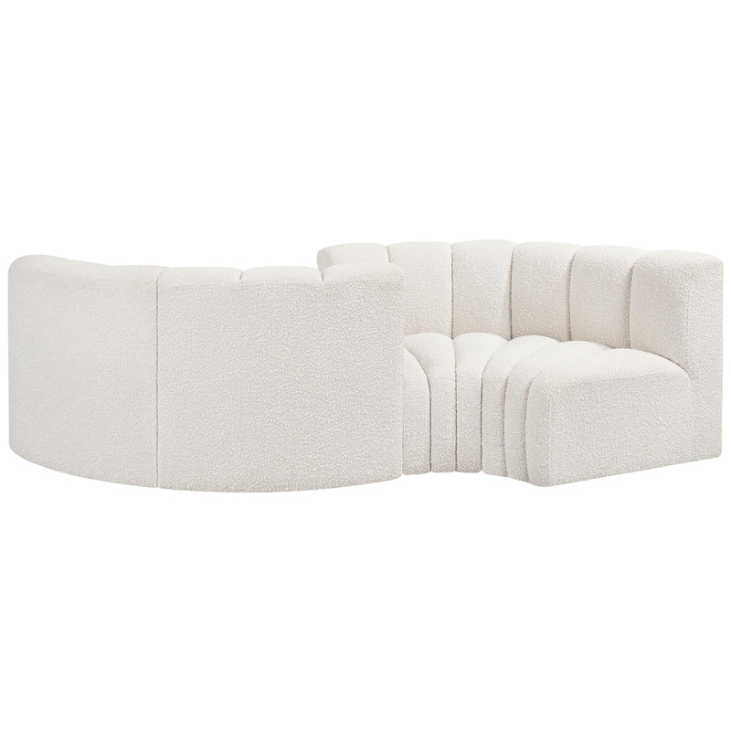 Meridian Arc Cream Boucle Fabric 4 pc Modular Sectional IMAGE 3