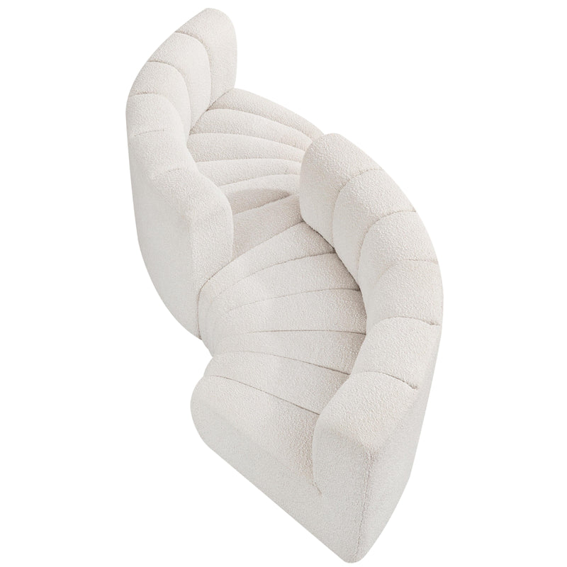 Meridian Arc Cream Boucle Fabric 4 pc Modular Sectional IMAGE 4