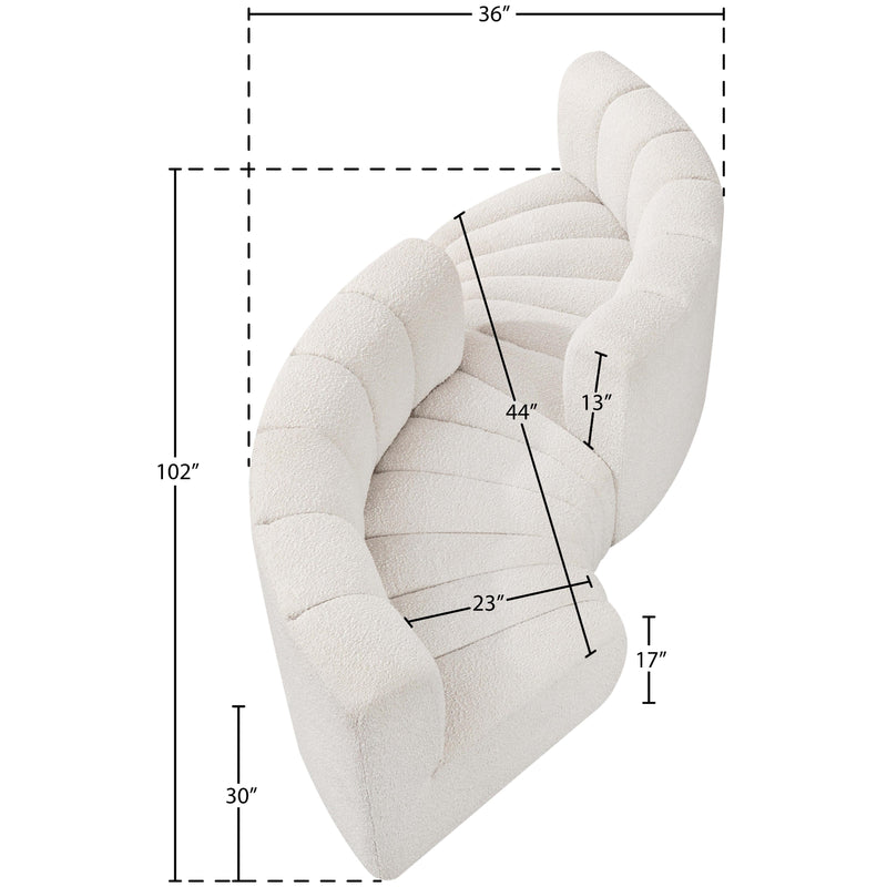 Meridian Arc Cream Boucle Fabric 4 pc Modular Sectional IMAGE 8