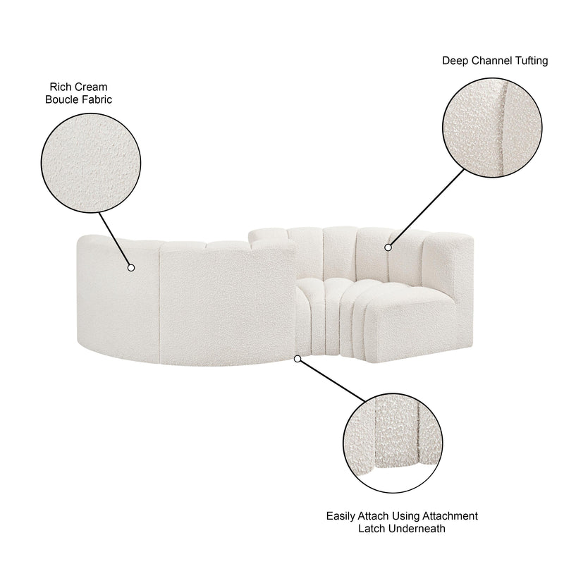 Meridian Arc Cream Boucle Fabric 4 pc Modular Sectional IMAGE 9