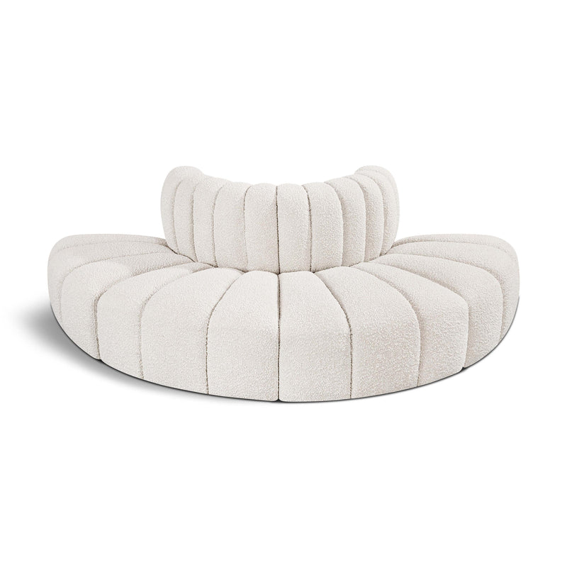 Meridian Arc Cream Boucle Fabric 4 pc Modular Sectional IMAGE 1