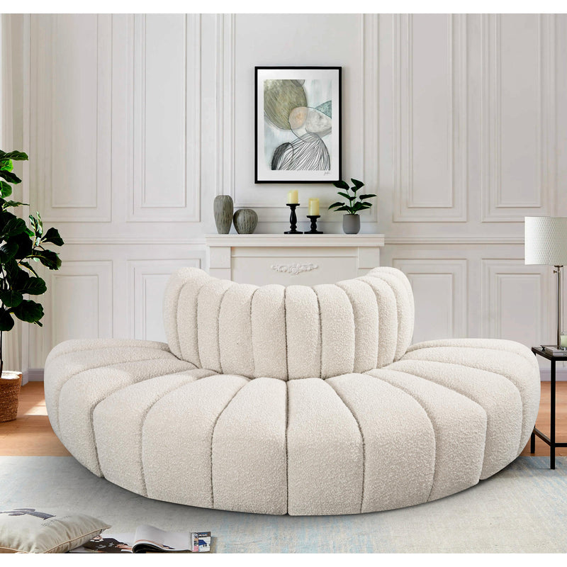Meridian Arc Cream Boucle Fabric 4 pc Modular Sectional IMAGE 2