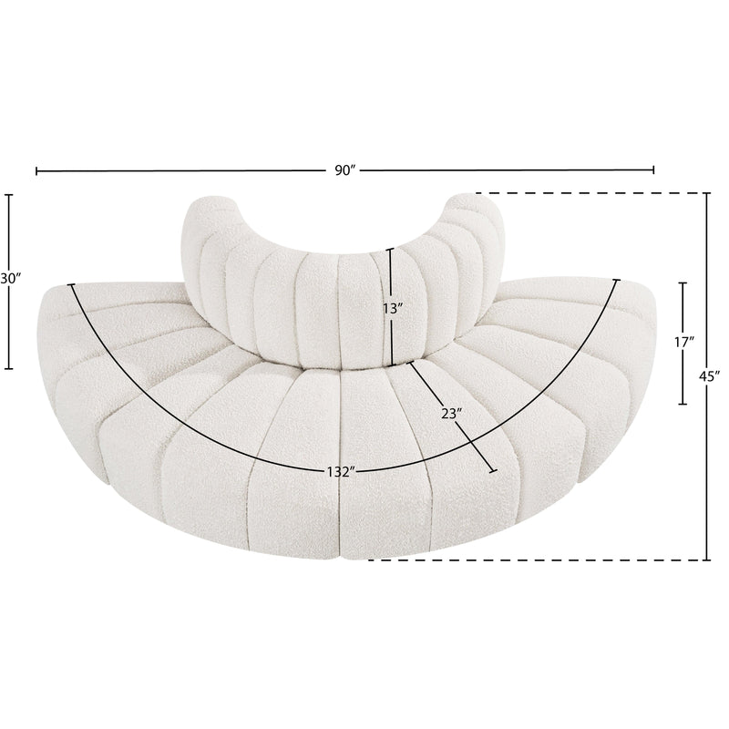 Meridian Arc Cream Boucle Fabric 4 pc Modular Sectional IMAGE 7