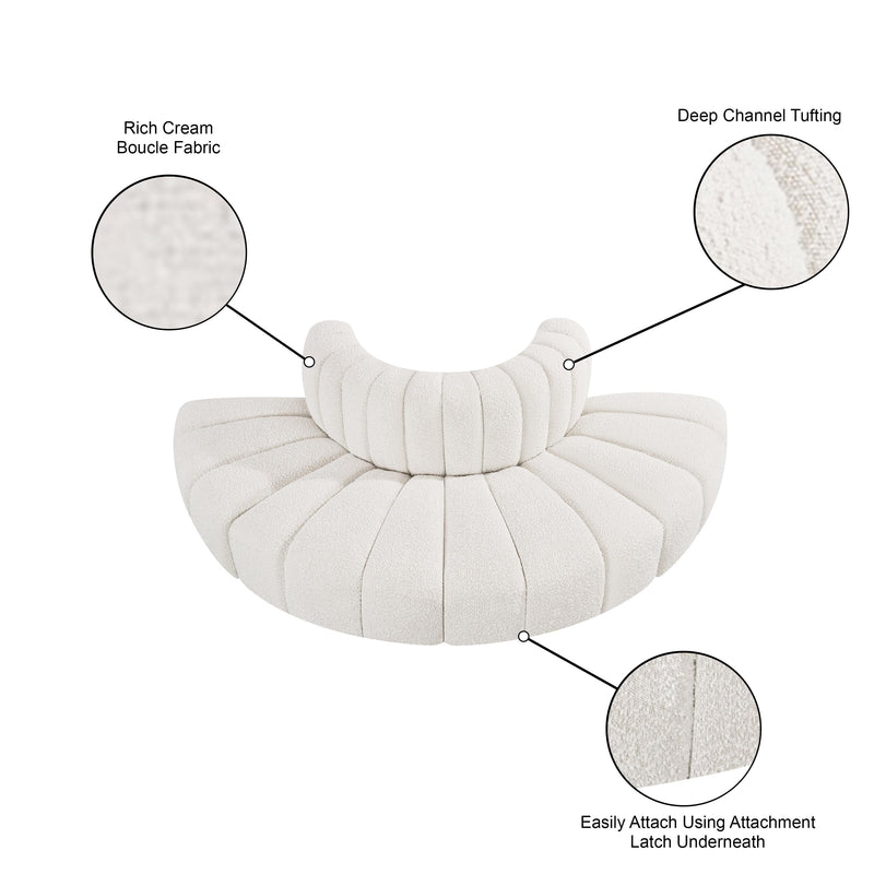 Meridian Arc Cream Boucle Fabric 4 pc Modular Sectional IMAGE 8